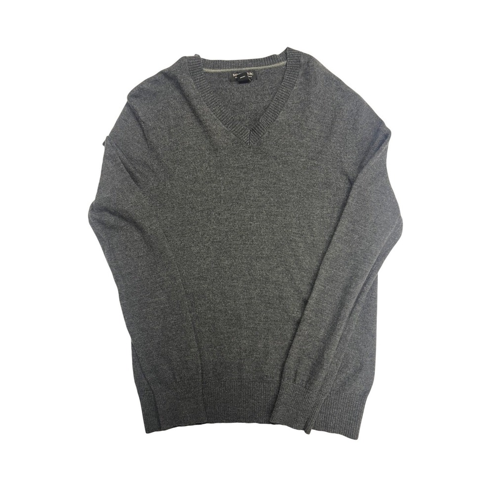 Banana‎ Republic Fine Merino Wool Mens V Neck Sweater Dark Gray Size Medium